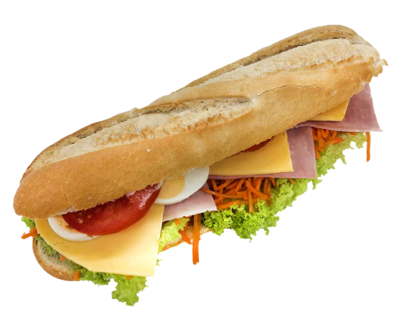 Belegd broodje kaas, hesp en groenten (smos)